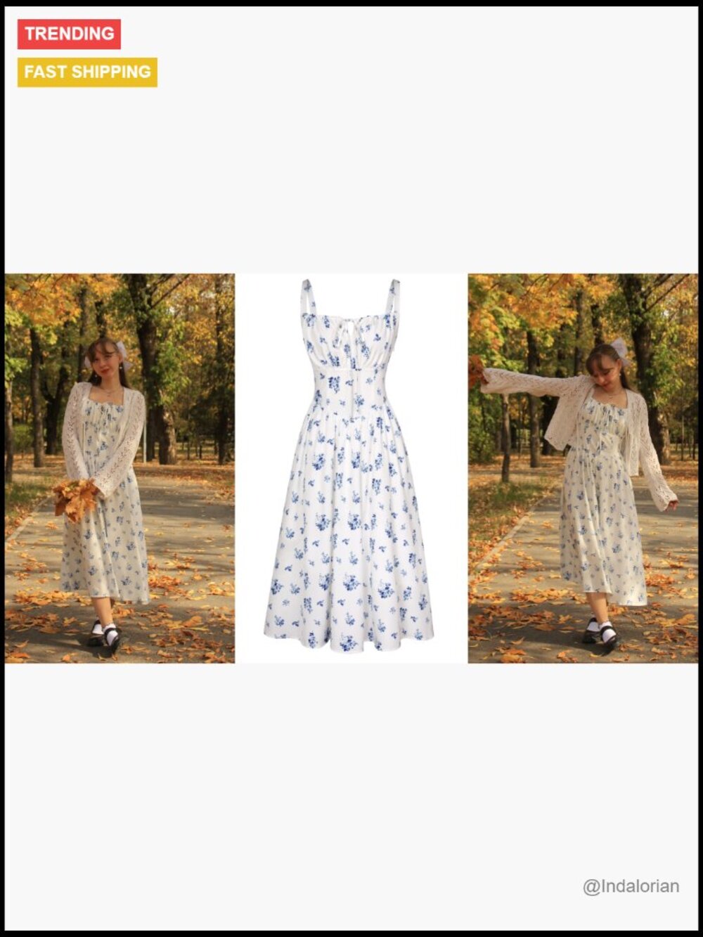 Womens Floral Midi Corset Dress Sundress with Pockets - Picture 7 of 7